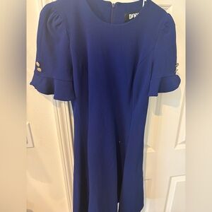 Elegant Blue Dress with Flared Sleeves